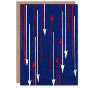 Artery8 Furuya Korin Japanese Art Card Red Blue Arrows Textile Pattern