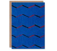 Artery8 Furuya Korin Japanese Art Card Red Blue Zigzag Textile Pattern