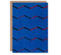 Artery8 Furuya Korin Japanese Art Card Red Blue Zigzag Textile Pattern