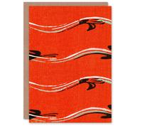 Artery8 Furuya Korin Japanese Art Card Vintage Pattern Abstract Birds in Red