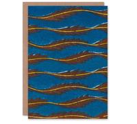 Artery8 Furuya Korin Japanese Art Card Vintage Pattern Feathers on Blue