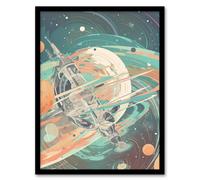 Artery8 Futuristic Abstract Galactic Outer Space Abstract By David Bain Art Print Framed Poster Wall Decor 12x16 inch in Black | Size: W12" x H16" Artery8 Black W12" x H16"