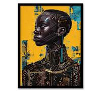 Artery8 Futuristic Beautiful African Woman Painting Living Room Artwork Framed Wall Art Print A4