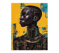 Artery8 Futuristic Beautiful African Woman Painting Living Room Large Wall Art Poster Print Thick Paper 18X24 Inch