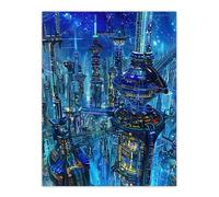 Artery8 Futuristic City Sci Fi Cityscape Conceptual Art Living Room Large Wall Art Poster Print Thick Paper 18X24 Inch