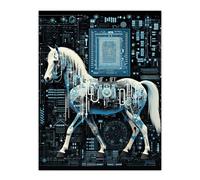 Artery8 Futuristic Horse Robot Hybrid Secret Military Schematic Blueprint Complex Arcane Manuscript Gift For Him Man Cave Large Wall Art Poster Print Thick Paper 18X24 Inch
