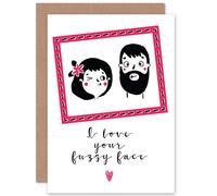 Artery8 Fuzzy Face Greetings Card in White Artery8 White
