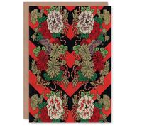 Artery8 G A Audsley Art Card Japanese Red Fan Floral Pattern
