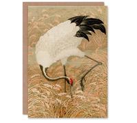 Artery8 G A Audsley Art Card Sarus Crane Foraging in Rice Field
