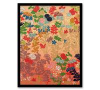 Artery8 G A Audsley Framed Wall Art Print Vintage Floral Japan Fan Pattern - A4 Size