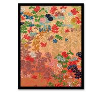 Artery8 G A Audsley Framed Wall Art Print Vintage Floral Japan Fan Pattern in Pink | Size: A3 Artery8 Pink A3