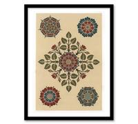 Artery8 Ga And Ma Audsley Framed Wall Art Vintage Stylised Rose Flower Pattern - A3 Size