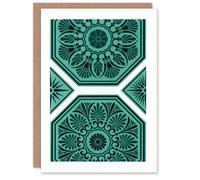Artery8 GA and MA Audsley Art Card Teal Blue Greek Antique Pattern