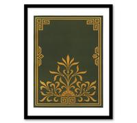 Artery8 GA & MA Audsley Framed Wall Art Antique Art Deco Botanical Pattern in Green | Size: A3 Artery8 Green A3