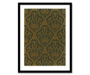 Artery8 GA & MA Audsley Framed Wall Art Lily & Crown Art Deco Pattern in Gold | Size: A3 Artery8 Gold A3