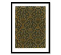 Artery8 GA & MA Audsley Framed Wall Art Lily & Crown Art Deco Pattern in Gold | Size: A4 Artery8 Gold A4