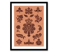 Artery8 GA & MA Audsley Framed Wall Art Print Medieval Botanical Pattern in Pink | Size: A4 Artery8 Pink A4