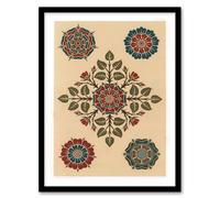 Artery8 GA & MA Audsley Framed Wall Art Vintage Stylised Rose Flower Pattern in Orange | Size: A3 Artery8 Orange A3