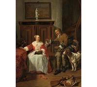 Artery8 Gabriel Metsu The Hunters Present Painting Premium Wall Art Canvas Print 18X24 Inch