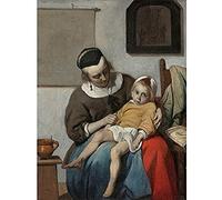 Artery8 Gabriel Metsu The Sick Child Painting Art Print Canvas Premium Wall Decor Poster Mural