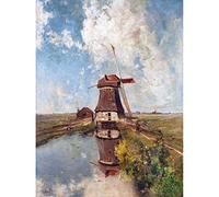 Artery8 Gabriel Windmill Polder Waterway Month July Painting Unframed Wall Art Print Poster Home Decor Premium