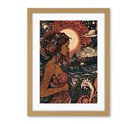 Artery8 Gaia Mother Nature Modern Art Nouveau Folk Art Artwork Framed Wall Art Print 18X24 Inch