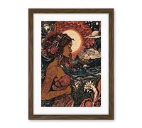 Artery8 Gaia Mother Nature Modern Art Nouveau Folk Art Artwork Framed Wall Art Print 18X24 Inch