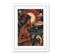 Artery8 Gaia Mother Nature Modern Art Nouveau Folk Art Artwork Framed Wall Art Print 18X24 Inch