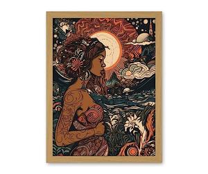Artery8 Gaia Mother Nature Modern Art Nouveau Folk Art Artwork Framed Wall Art Print 18X24 Inch