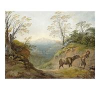 Artery8 Gainsborough Wooded Landscape With Boy Leading Donkey Painting Premium Wall Art Canvas Print 18X24 Inch