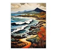 Artery8 Galapagos Islands Ecuador Volcanic Coastal Landscape Artwork Unframed Wall Art Print Poster Home Decor Premium | Size: W12" x H16" Artery8 Multicolor W12" x H16"