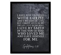 Artery8 Galatians 2:20 Christ Lives in Me I live By Faith in the Son Of God Christian Bible Verse Quote Scripture Typography Artwork Framed Wall Art Print 9X7 Inch
