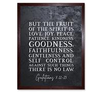 Artery8 Galatians 5:22-23 The Fruit of the Spirit is Love Joy Peace Christian Bible Verse Quote Scripture Typography Artwork Framed Wall Art Print 9X7 Inch