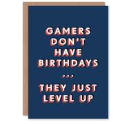 Artery8 Gamers Just Level Up Fun Bold Simple Modern For Him Birthday Card