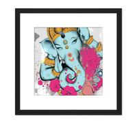 Artery8 Ganesha Hindu Elephant Head God Ganapati Religion Mindfulness Square Wooden Framed Wall Art Print Picture 8X8 Inch in Black Artery8 Black