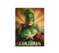 Artery8 Ganjaman Super Hero Joint Weed Weird Canvas Wall Art Print in Green | Size: W12" x H16" Artery8 Green W12" x H16"