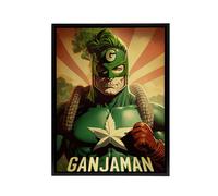 Artery8 Ganjaman Super Hero Joint Weed Weird Framed Canvas Wall Art Print in Green | Size: W12" x H16" Artery8 Green W12" x H16"