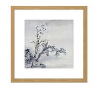 Artery8 Gao Qipei Trees Painting 8X8 Inch Square Wooden Framed Wall Art Print Picture with Mount in Light Oak Artery8 Light Oak
