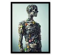 Artery8 Garbage Skeleton Recycling Conceptual Art Living Room Artwork Framed Wall Art Print A4