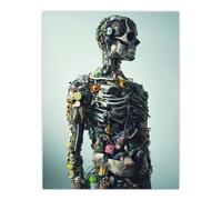 Artery8 Garbage Skeleton Recycling Conceptual Art Wall Art Print in Light Blue | Size: W24" x H32" Artery8 Light Blue W24" x H32"