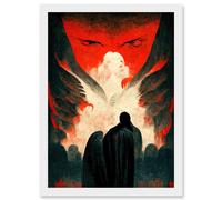 Artery8 Gates Of Hell Devil Satan Lucifer Evil Artwork Framed Wall Art Print A4 in White Artery8 White