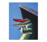 Artery8 Gatorland Zoo Alligator With Cigar Margolies Wall Art Poster Print in Blue | Size: W12" x H16" Artery8 Blue W12" x H16"