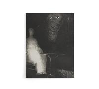 Artery8 Gaze on the Chair Human Figure Outline Canvas Wall Art 12X16 Artwork By Redon : Surreal Figure Artwork Perfect For Study Or Hallway Blending Intrigue Mystery And Dreamlike Mood