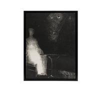 Artery8 Gaze on the Chair Human Figure Outline Redon Black Framed Canvas Art in Grey | Size: W12" x H16" Artery8 Grey W12" x H16"
