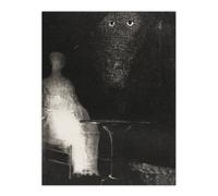Artery8 Gaze on the Chair Human Figure Outline Redon Wall Art Print Poster in Grey | Size: W12" x H16" Artery8 Grey W12" x H16"
