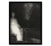 Artery8 Gaze on the Chair Human Figure Outline Wall Art Print Framed Poster 12X16 Artwork By Redon : Surreal Figure Artwork Perfect For Study Or Hallway Blending Intrigue Mystery And Dreamlike Mood