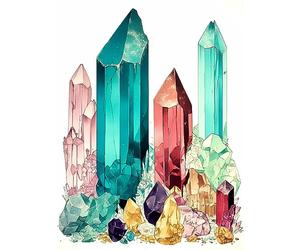 Artery8 Gemstone Crystals Watercolour Study Purple Blue Pink Yellow Healing Energy Mineral Large Wall Art Poster Print Thick Paper 18X24 Inch