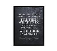 Artery8 General Patton Quote Surprise Ingenuity Framed Canvas Wall Art Print in Grey | Size: W18" x H24" Artery8 Grey W18" x H24"