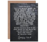 Artery8 Genesis 1:26-27 Let Us Make Man In Our Image Christian Bible Verse Quote Scripture Typography Sealed Greeting Card Plus Envelope Blank inside