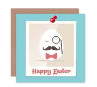 Artery8 Gentleman Egg Monocle Moustache Bow Tie Cartoon Easter Card Artery8 Multicolor
